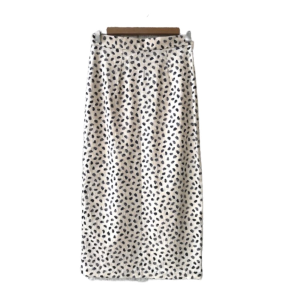 Hunter Bell Taylor Skirt Women's 2 Black Cream Pebble Print Midi Straight Pencil
